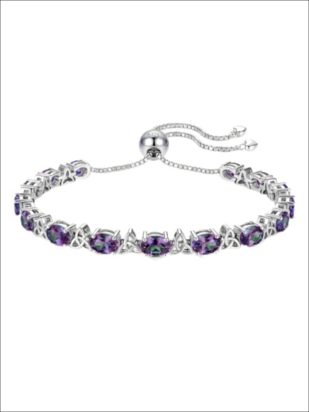 7.5CT Oval Cut Alexandrite Tennis Bracelet, 925 Sterling Silver White Gold